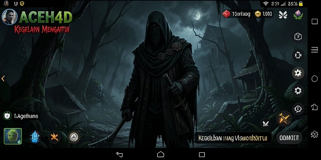 Tangkapan layar menampilkan suasana mencekam dalam gameplay ACEH4D.