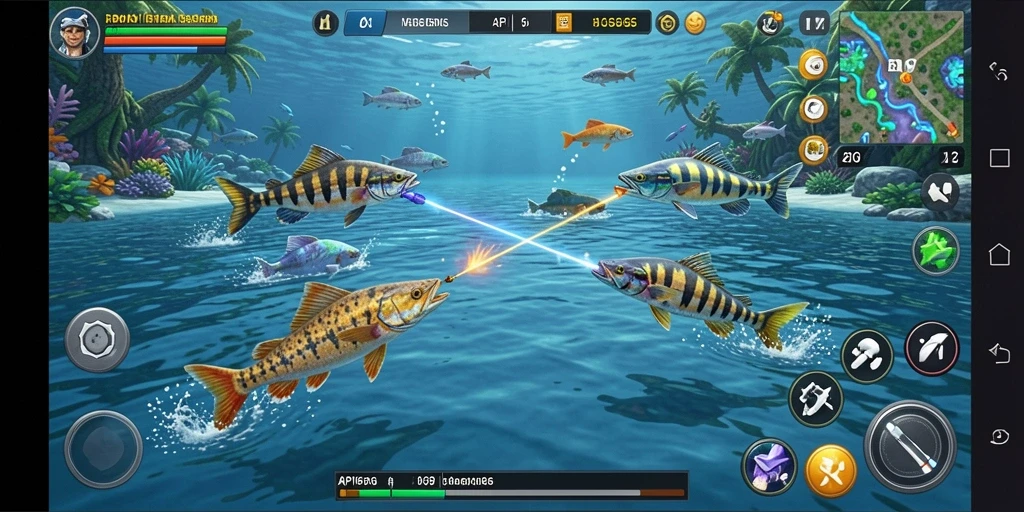 Screenshot gameplay API66 menampilkan aksi membidik ikan yang menarik.