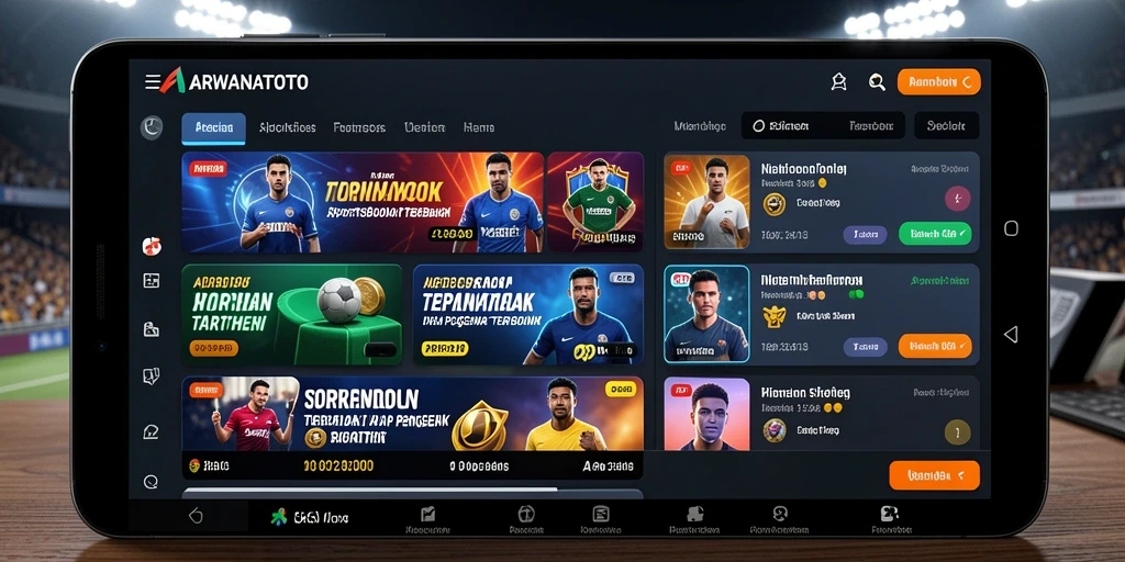Tampilan layar ARWANATOTO saat memasang taruhan olahraga.