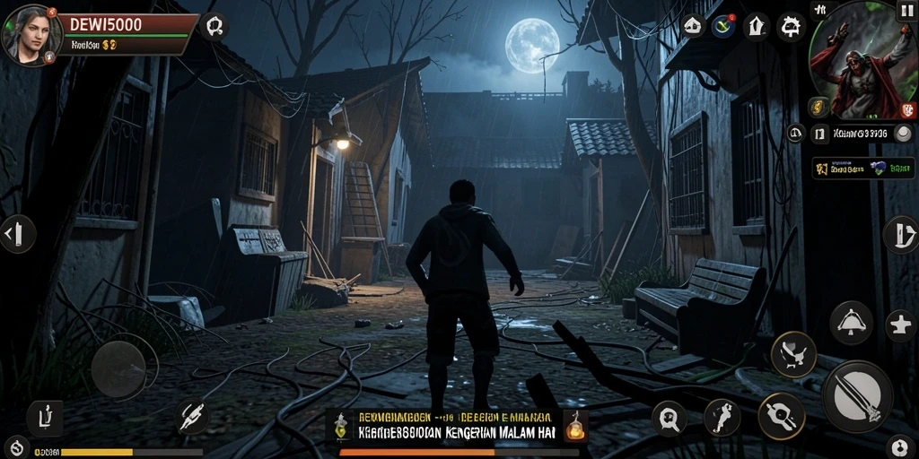 Tampilan gameplay seram penuh ketegangan di DEWI5000.