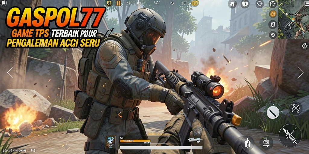 Screenshot utama dari GASPOL77 dengan tampilan gameplay TPS yang mendebarkan.