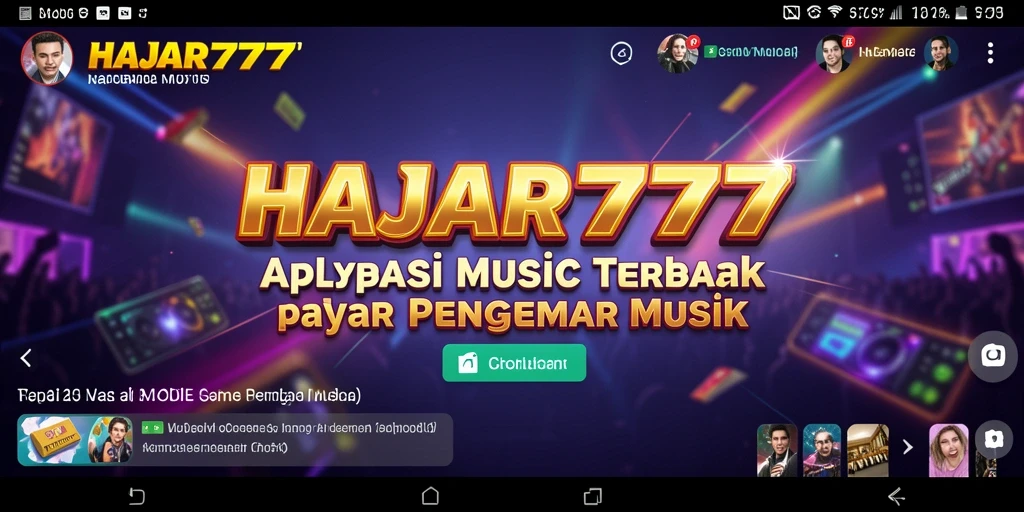 Screenshot gameplay HAJAR777 menunjukkan pengalaman mendengarkan musik yang seru.