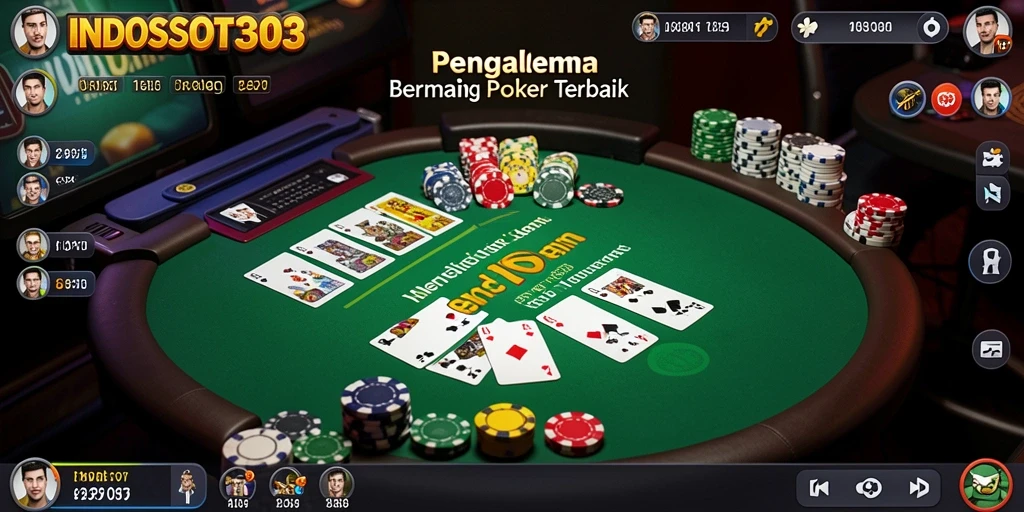 Screenshot gameplay INDOSLOT303 menampilkan aksi seru bermain poker.
