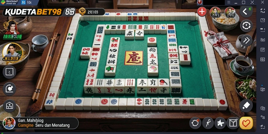 Screenshot gameplay KUDETABET98 menunjukkan pengalaman bermain Mahjong yang menarik.