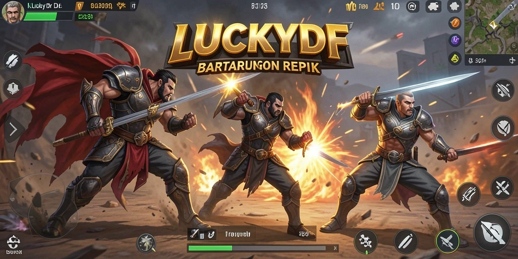 Tampilan gameplay LUCKYDF yang seru dalam pertarungan Battle Royale.