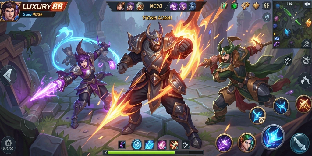 Tampilan epic gameplay LUXURY88 yang menegangkan di arena.
