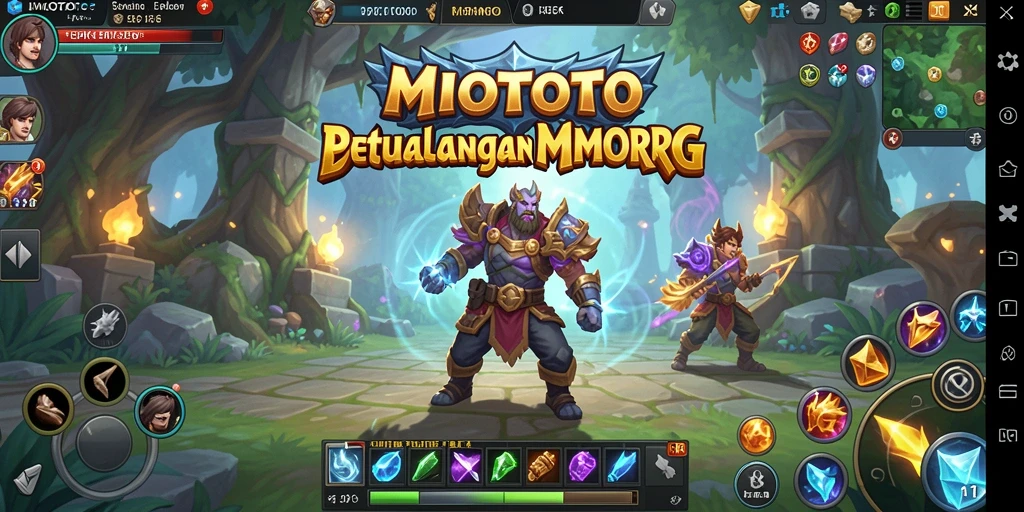Screenshot gameplay MIOTOTO menunjukkan pertempuran seru dalam dunia MMORPG.