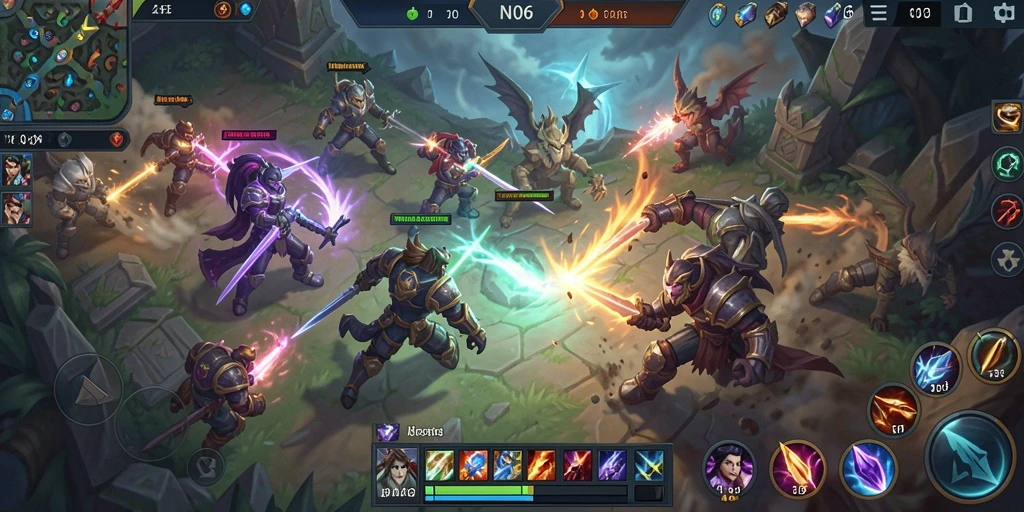 Gameplay seru di arena N06 dengan pertarungan penuh strategi.