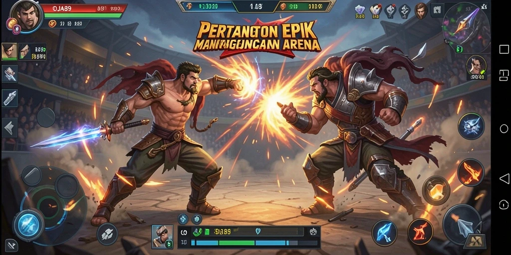 Tangkapan layar OJA89 menampilkan pertarungan seru dengan grafis pertarungan yang fantastis.