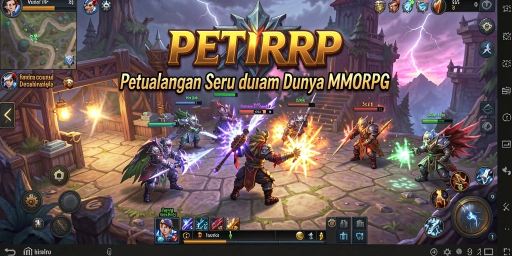 Screenshot utama PETIRRP menampilkan aksi pertarungan dalam game MMORPG yang seru.