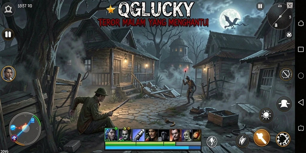 Tampilan gameplay menegangkan di dunia kelam QGLUCKY.