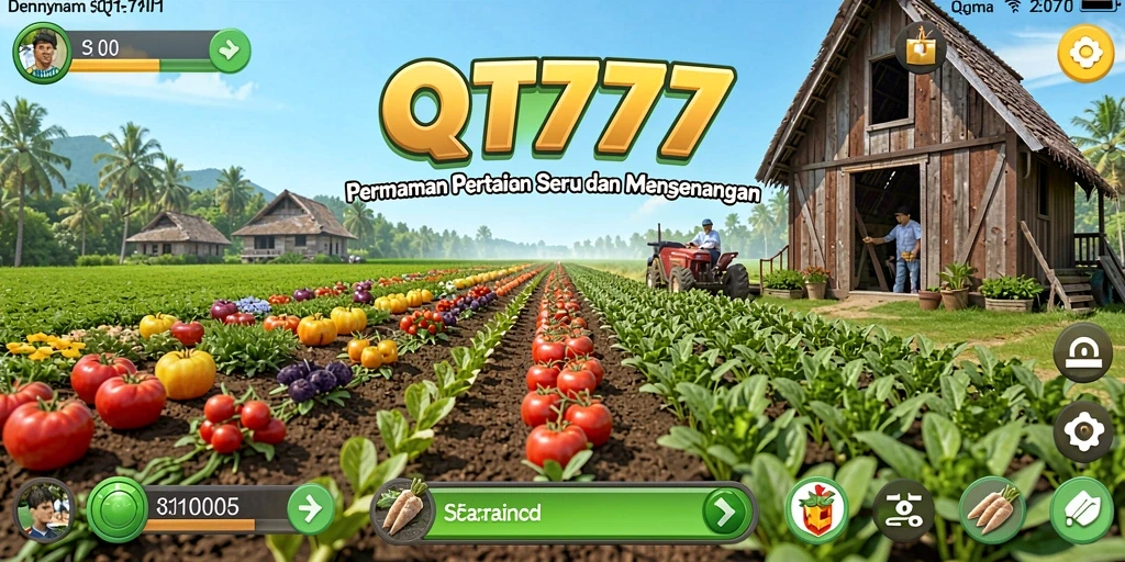 Tangkapan layar permainan QT777 menampilkan aktivitas bertani yang seru.