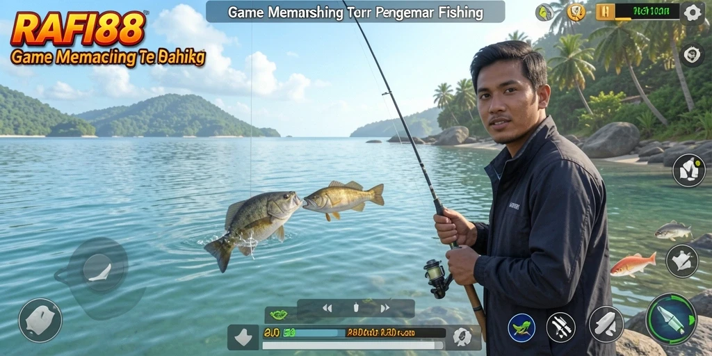Screenshot gameplay RAFI88 yang menunjukkan aksi memancing seru.