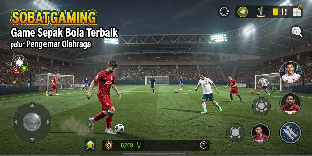 Tampilan gameplay seru dalam permainan sepak bola SOBATGAMING.
