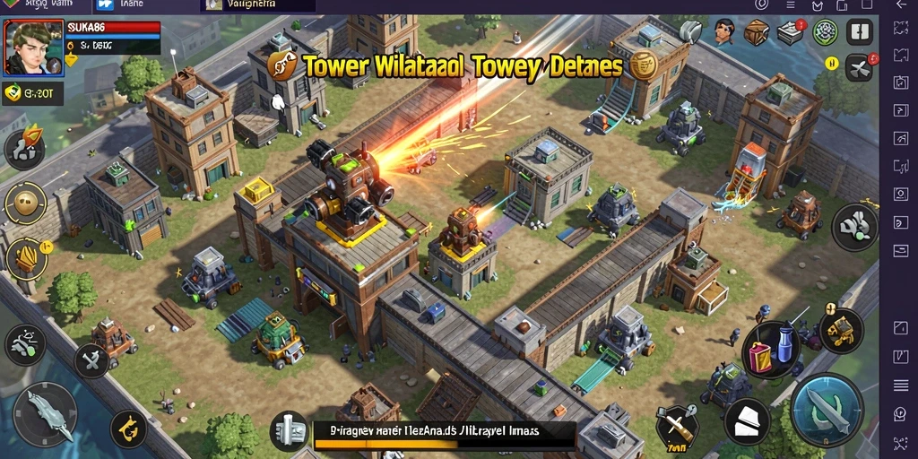Screenshot gameplay SUKA86 yang intens dalam Tower Defense.