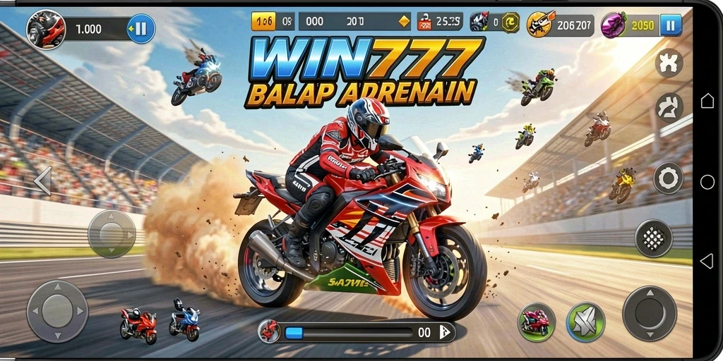 Tampilan gameplay balap motor yang intens dan seru.