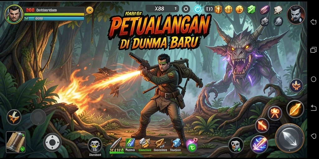 Tampilan gameplay X88 yang seru dan penuh aksi di dunia petualangan.